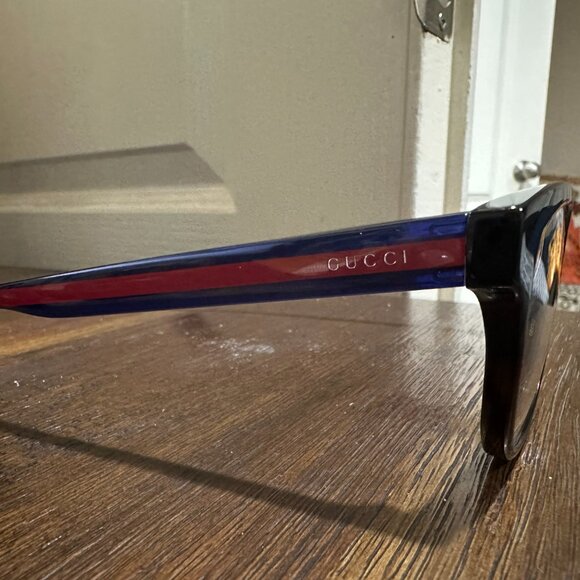 Authentic Gucci GG0005OZ 001 Eyeglass Frames — Black, Navy blue with Red Stripes - Picture 3 of 14